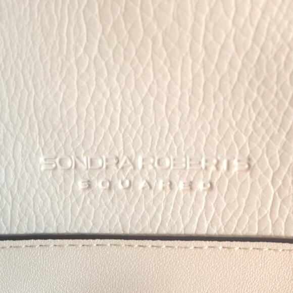 Sondra Roberts Squared Vegan Pebbled Leather Shoulder Tote Bag Cream Gold - Picture 4 of 16